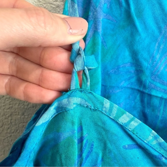 20. VTG Island Girl Women's XL Maxi Dress Hawaiian Tropical Blue Vacation Boho - Picture 7 of 9